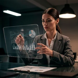 Gráfico ilustrando o aumento da eficiência operacional e a redução de custos com automação e IA.